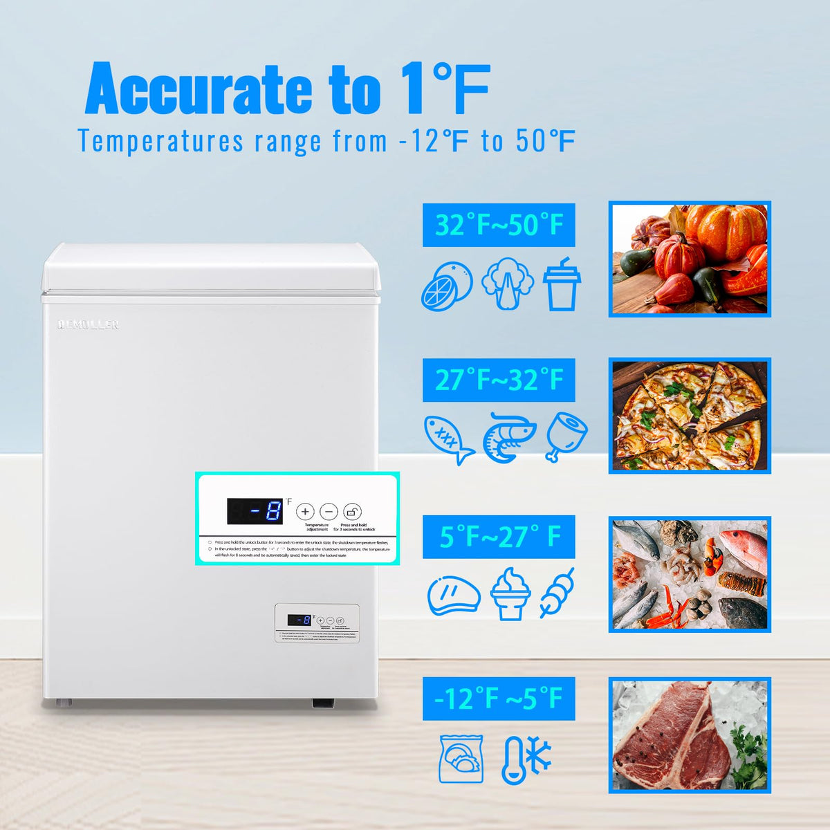 3.5 CU.FT White Chest Freezer with Two Removable Baskets I694