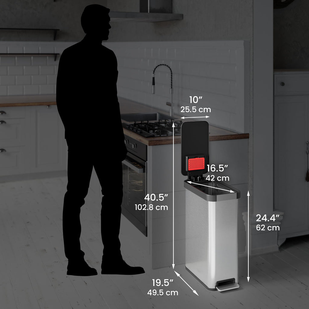 13.2 Gal / 50L Slim Step Pedal Kitchen Trash Can J2008