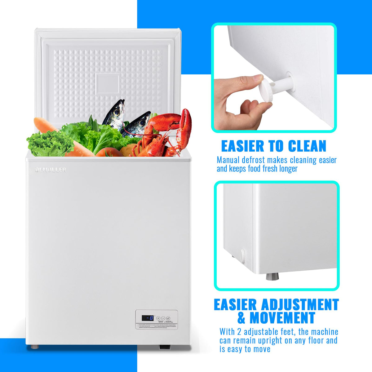3.5 CU.FT White Chest Freezer with Two Removable Baskets I694