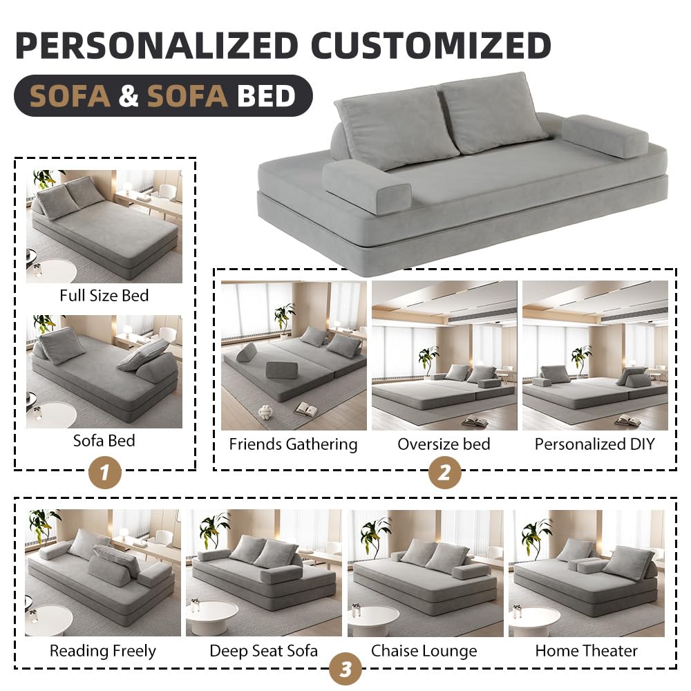 Light Gray Convertible Sofa Bed T78862