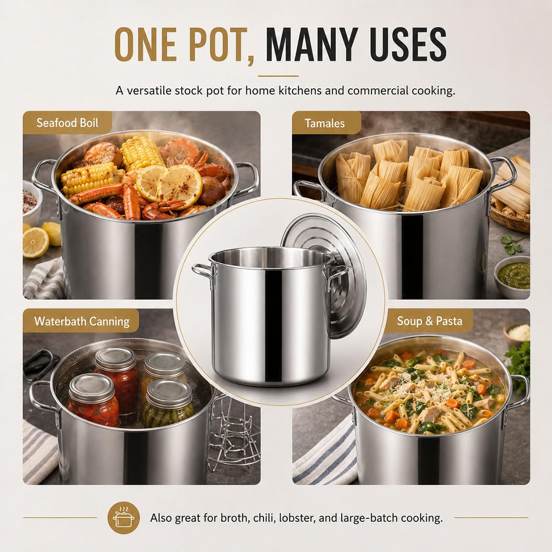 Heavy Duty Stainless Steel Stock Pot with Lid X38973
