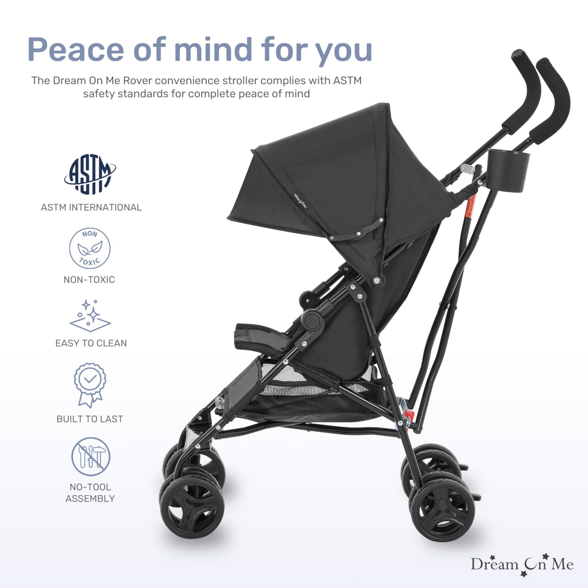 Lightweight Compact Umbrella Stroller with Cup Holder - Black H83782