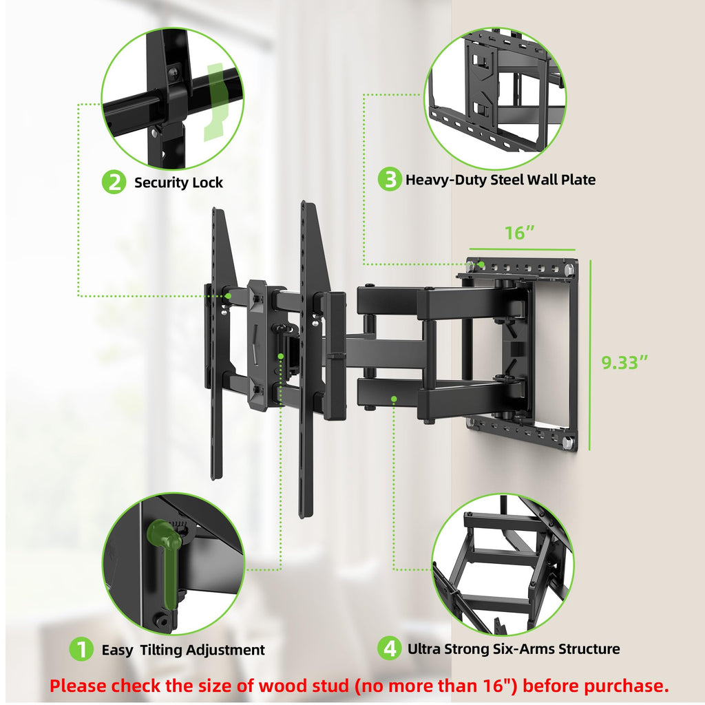 Full Motion TV Wall Mount for 42-90 inch Flat Screen D933