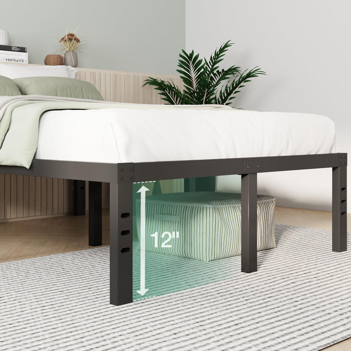 Queen Size 14 Inch Metal Platform Bed Frame P761