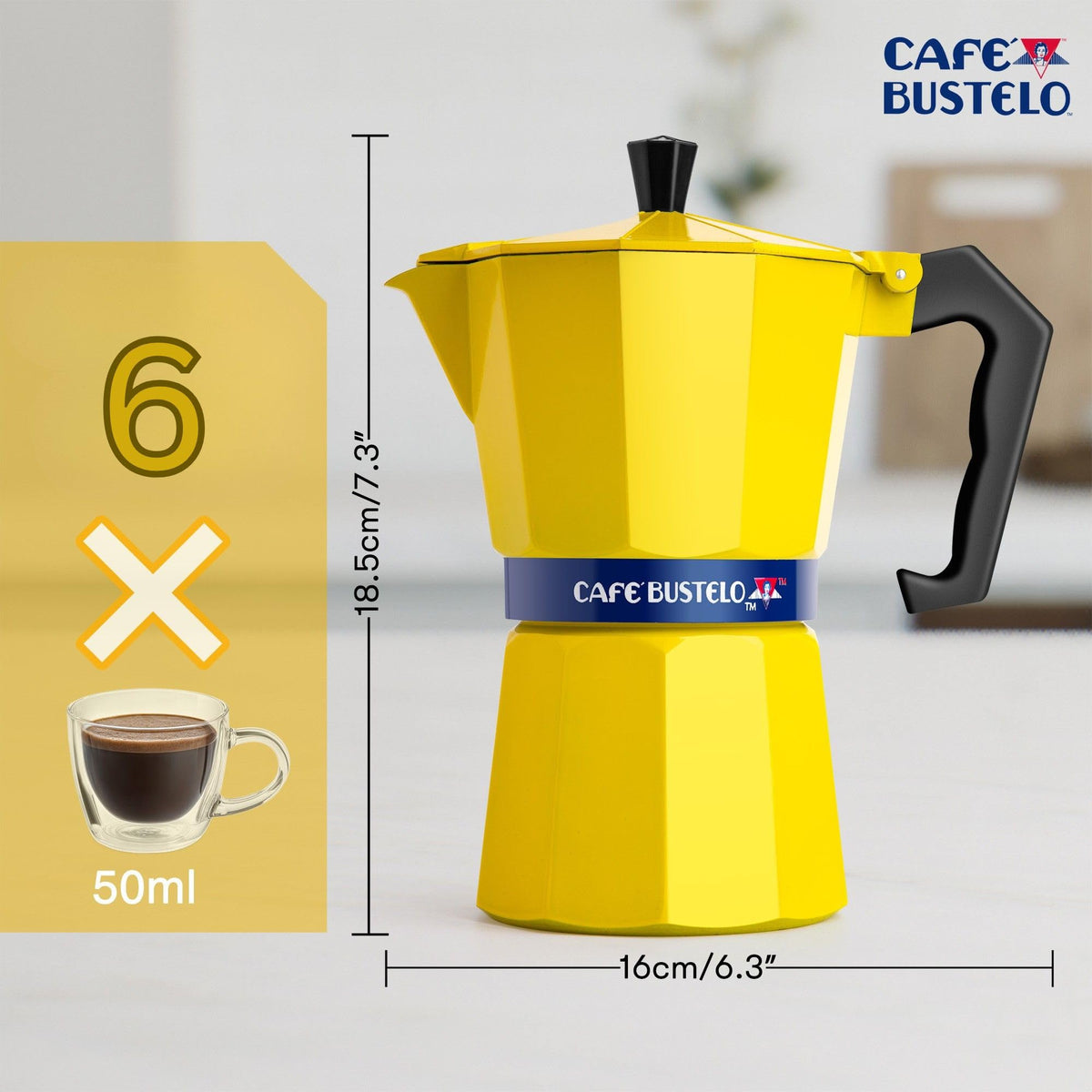 6 Cup Stovetop Espresso Maker 300 ml Aluminum Moka Pot S769041