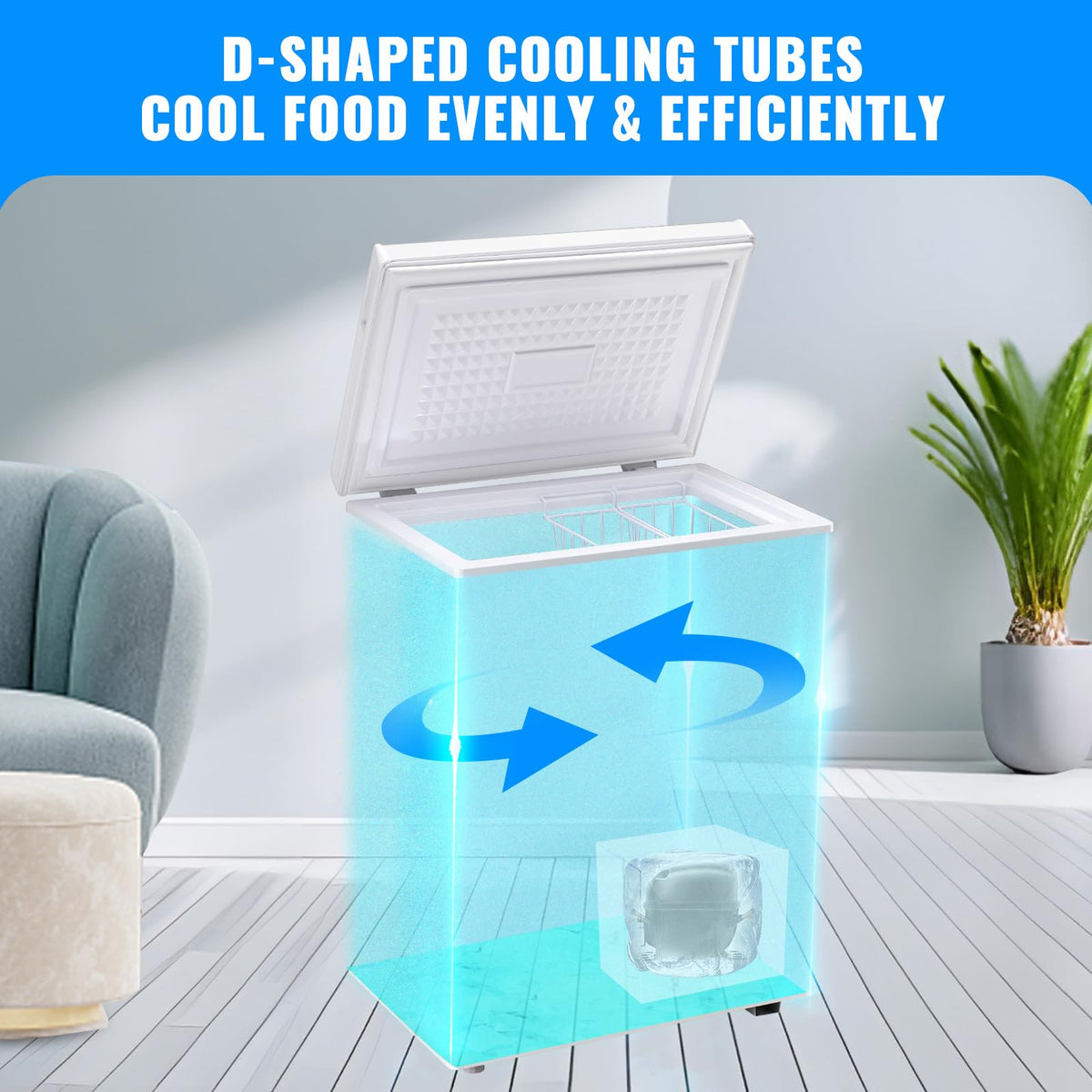 3.5 CU.FT White Chest Freezer with Two Removable Baskets I694