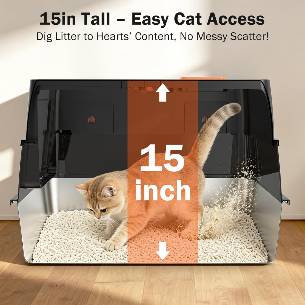 XL Enclosed Stainless Steel Cat Litter Box with Lid B50791