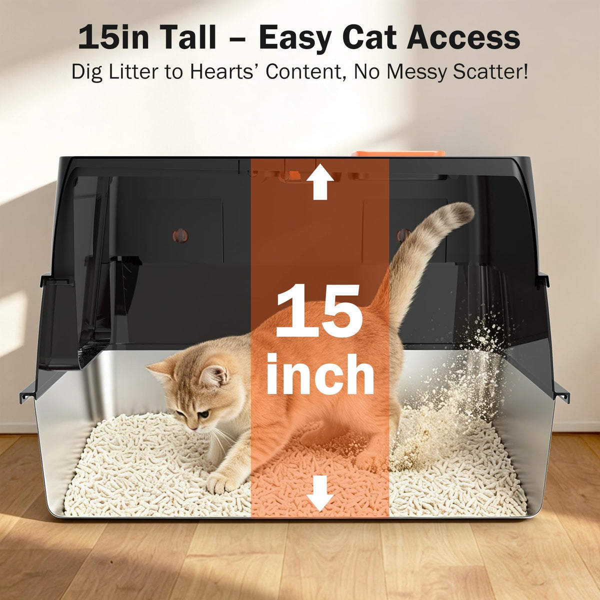 XL Enclosed Stainless Steel Cat Litter Box with Lid B50791