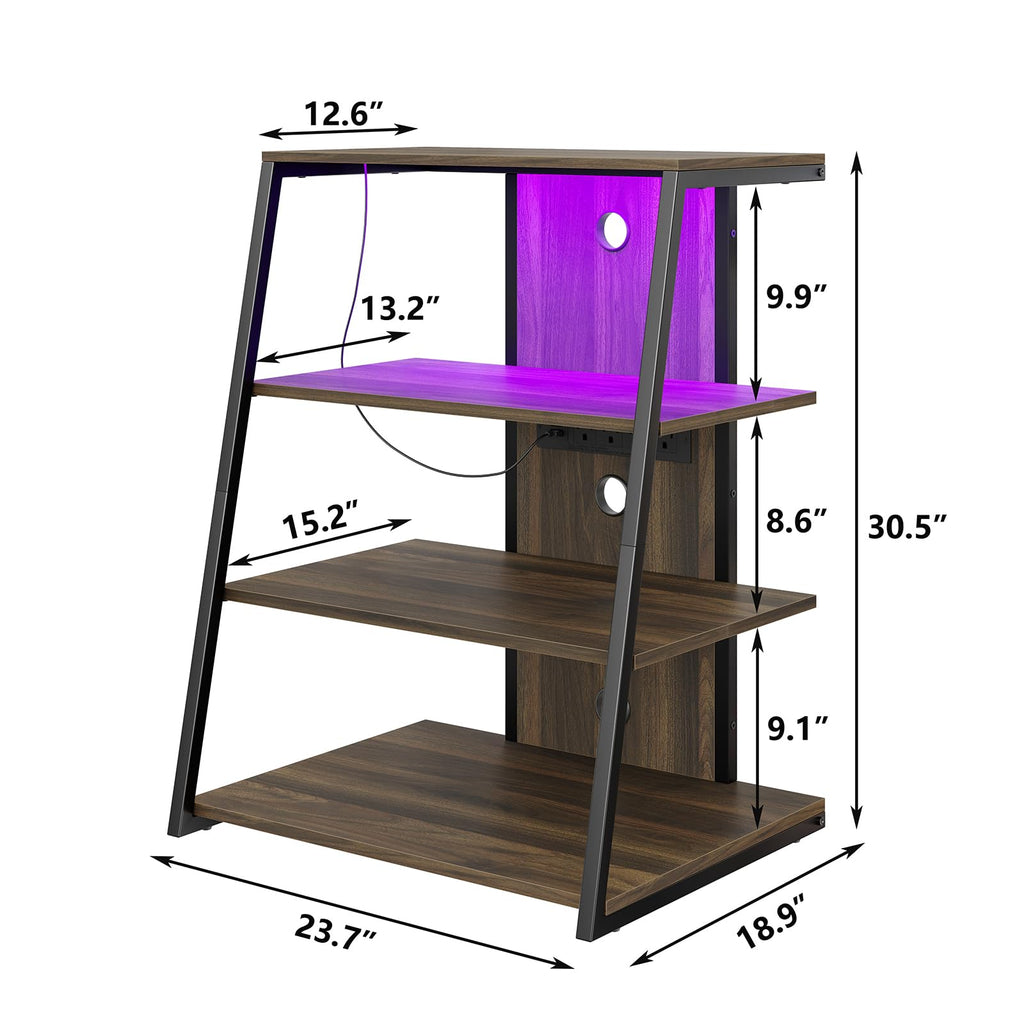 4-Tier Corner AV Media Stand with Charge Station H30412