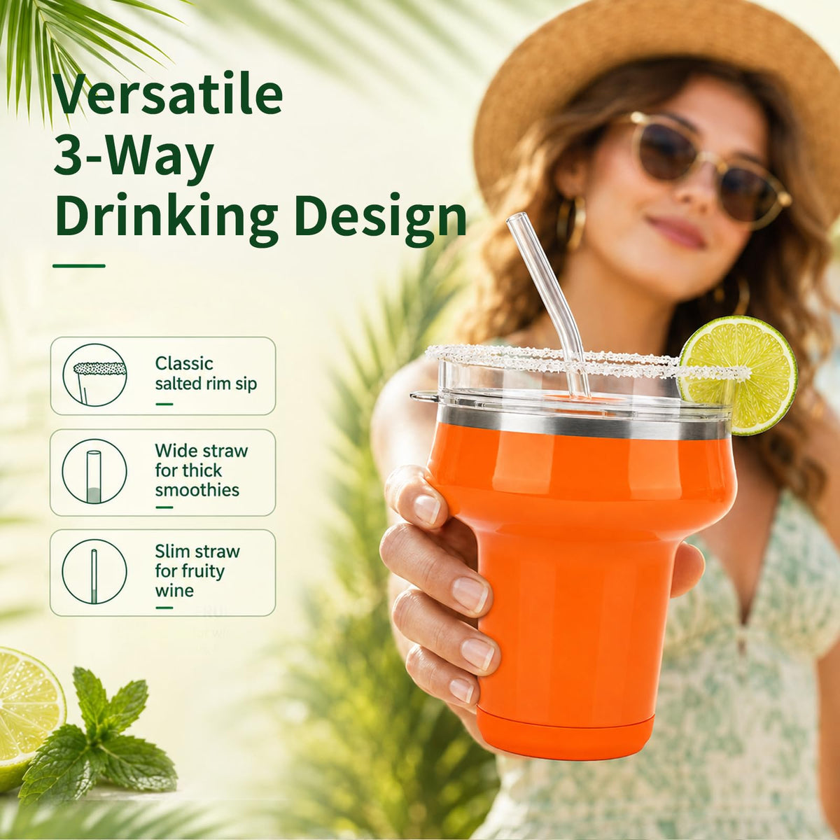 16oz Insulated Tumbler with Lid & Straws W162787