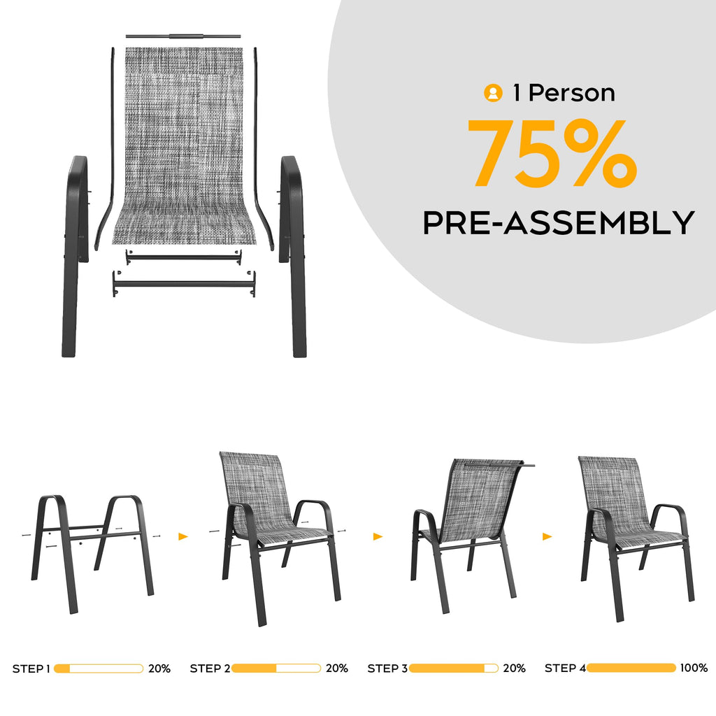 Grey Set of 4 Stackable Textilene Metal Patio Chairs X528348