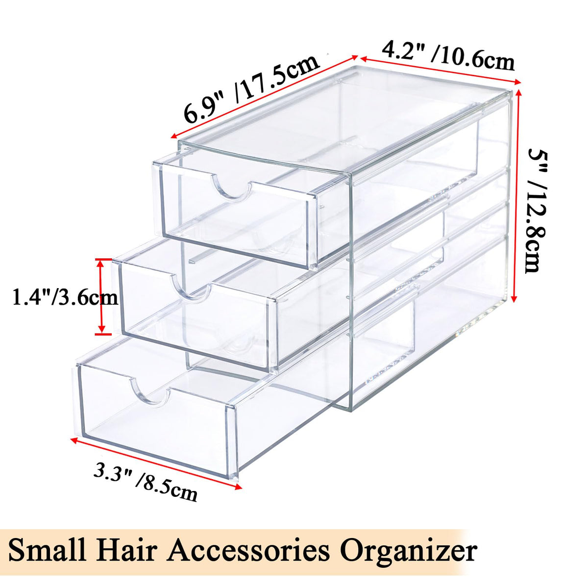3 Drawer Clear Acrylic Desktop Organizer O6657