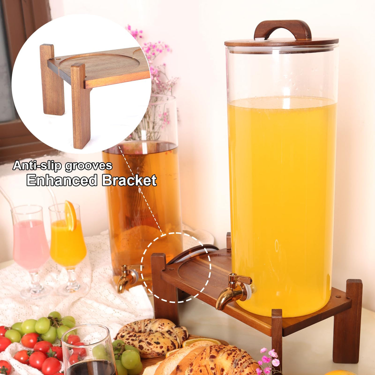 2.2 Gallon Glass Drink Dispenser with Stand V2521