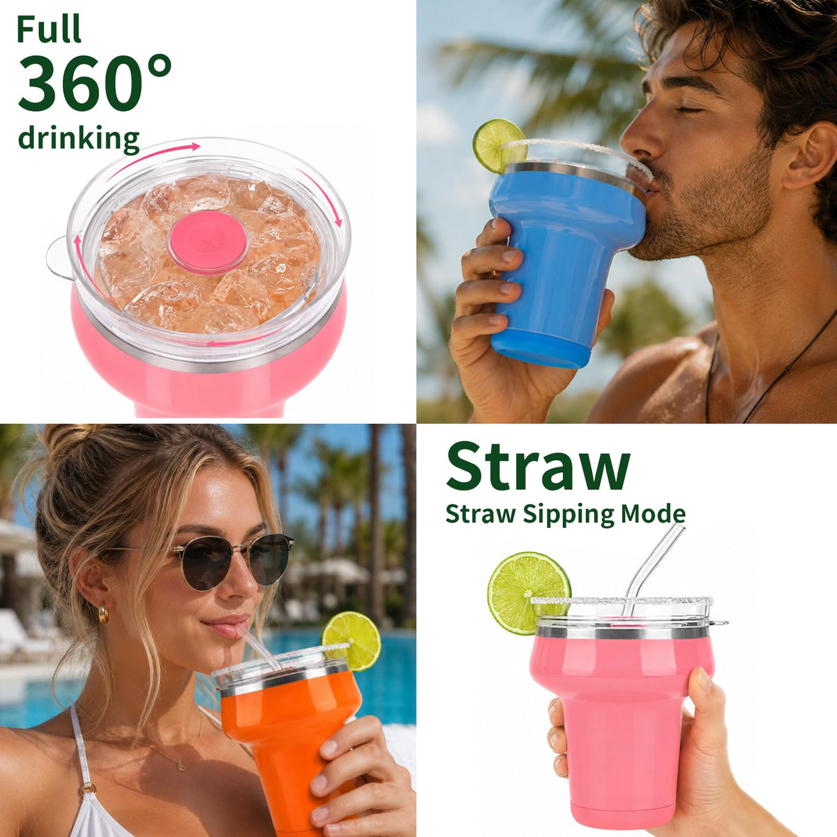 16oz Insulated Tumbler with Lid & Straws W162787