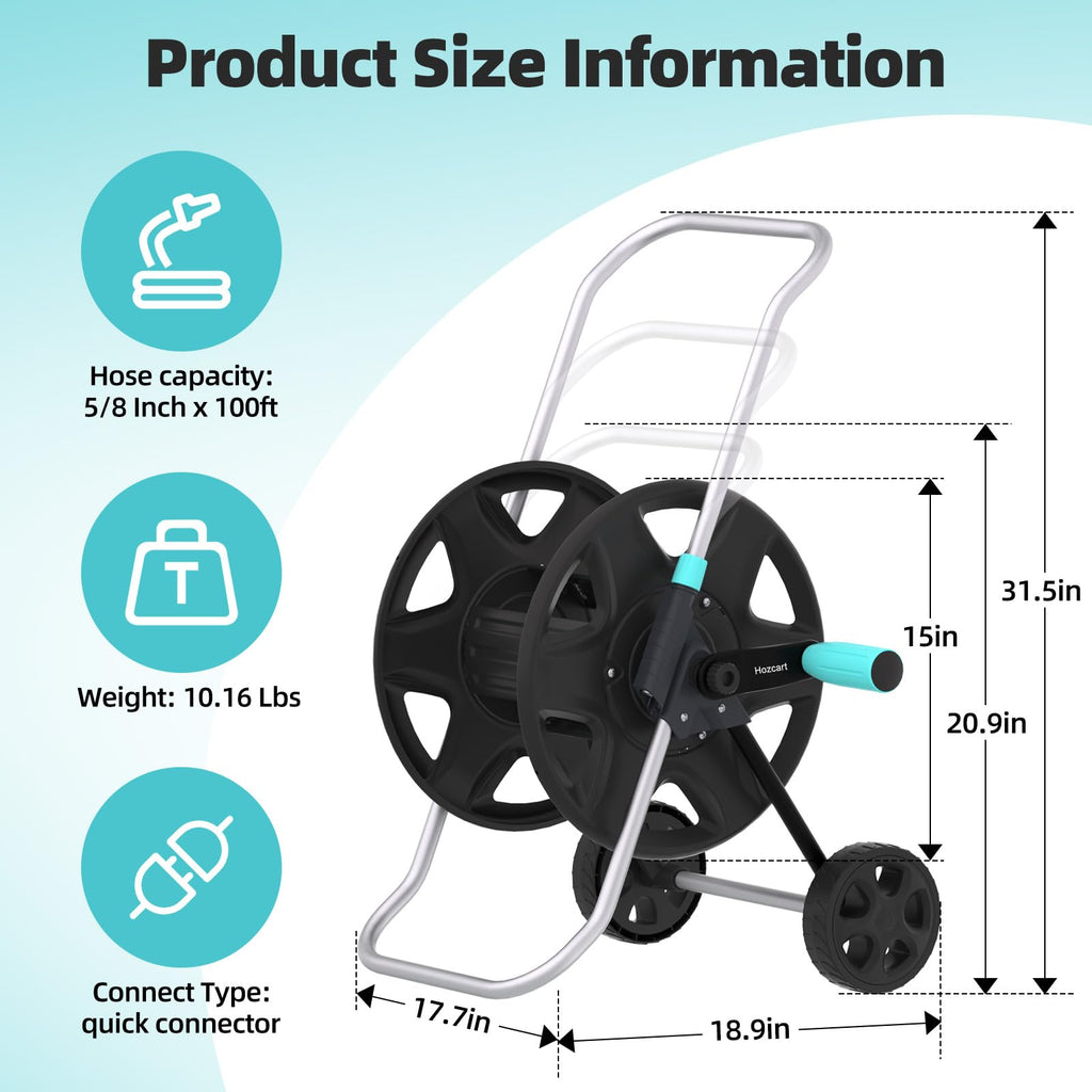 Metal Heavy Duty Garden Hose Reel Cart with Wheels K1063