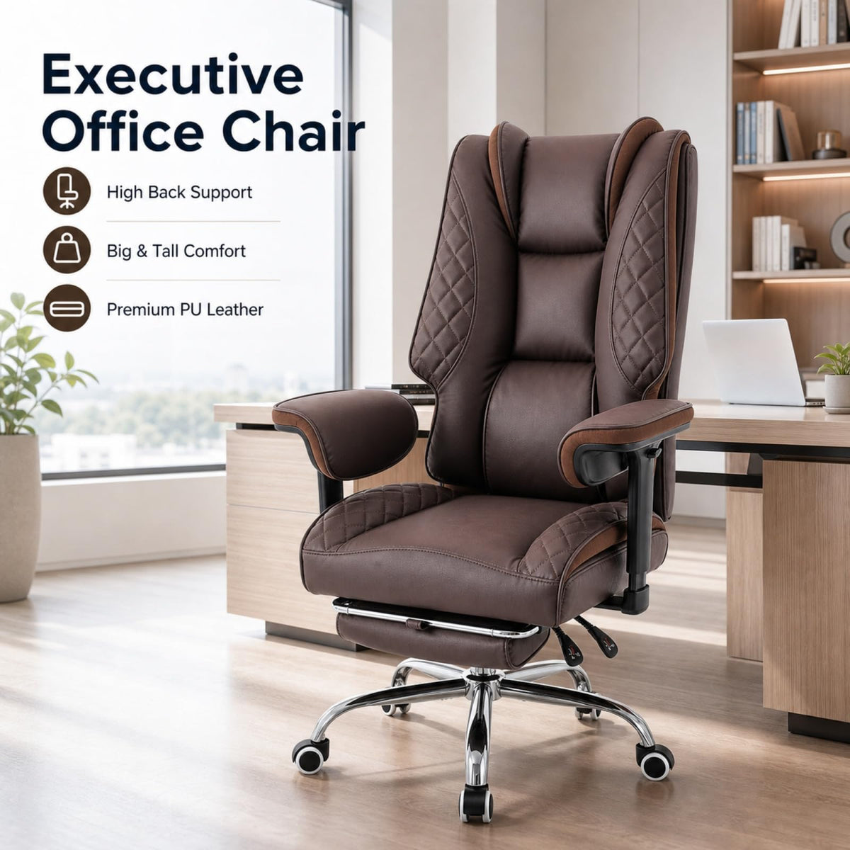 Big and Tall High Back Executive Office Chair with Foot Rest U75348