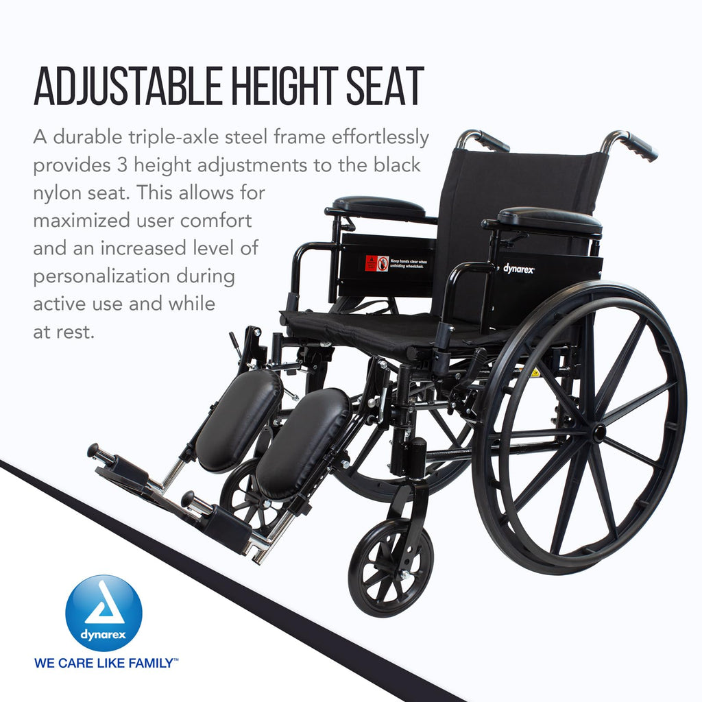 Black Nylon Wheelchair with Elevated Leg Rest M33011