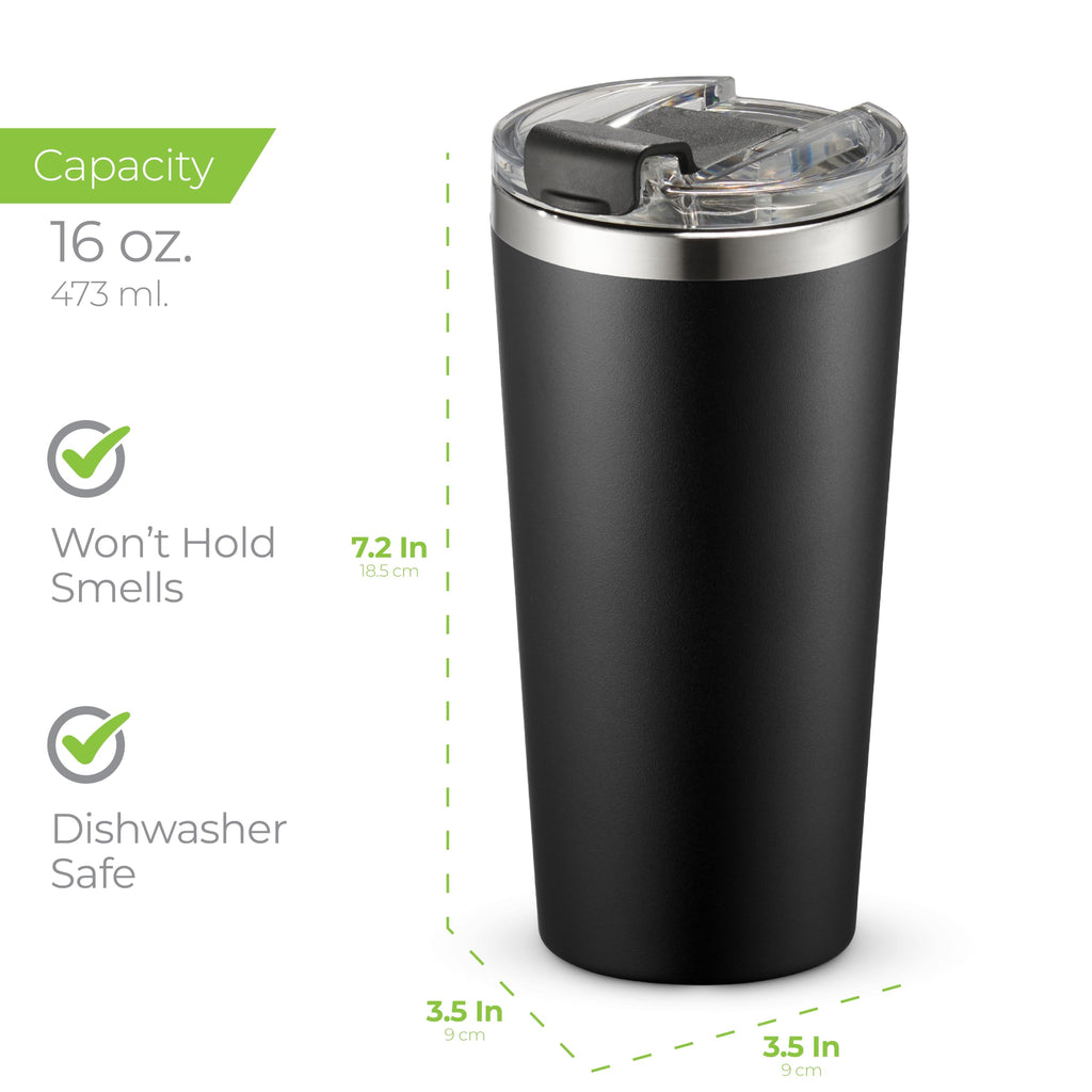 16 oz Stainless Steel Insulated Coffee Tumbler Black M619