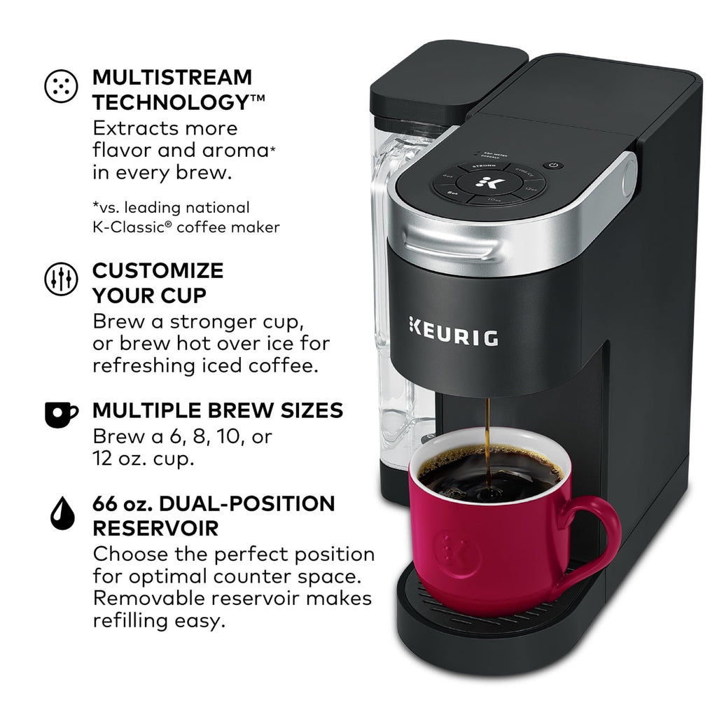 Single Serve K-Cup Pod Coffee Maker, 4 Brew Sizes, Black O22602