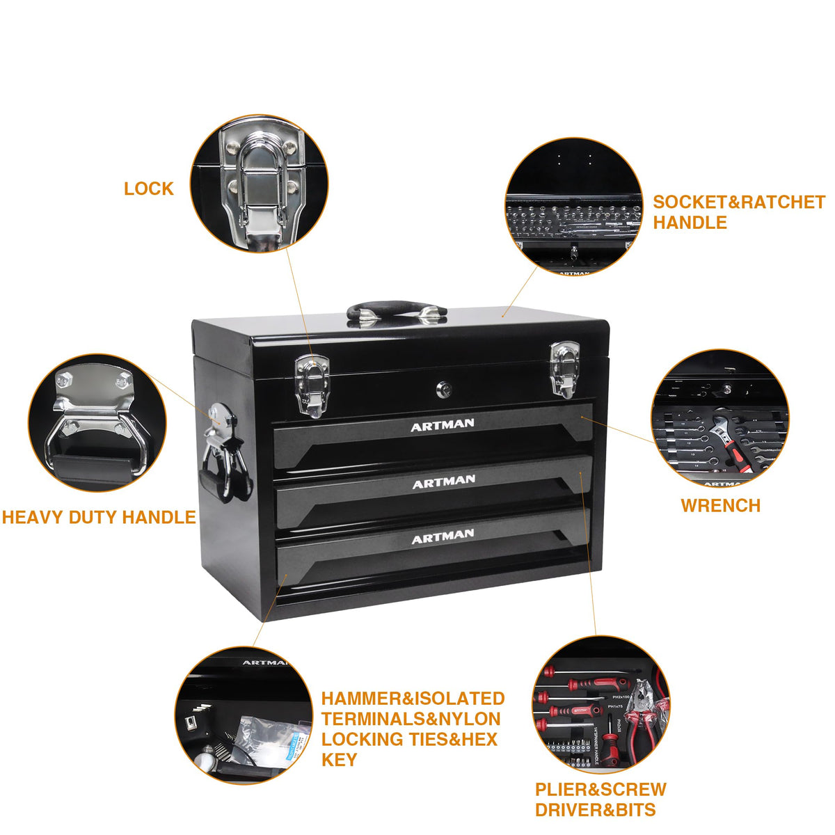 439PCS Mechanic Tool Set with 3 Drawers B4627