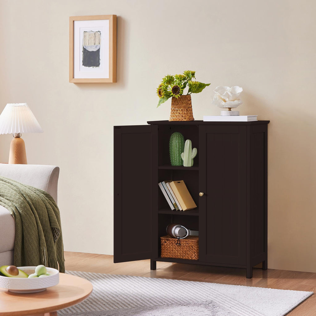 Small Espresso Bathroom Storage Cabinet with 2 Doors T340