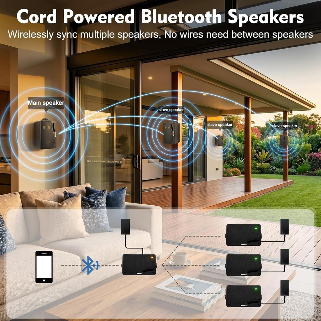 3.5" 200W Outdoor Bluetooth Speakers, IP44 Waterproof, Black, 2-Pack Q144
