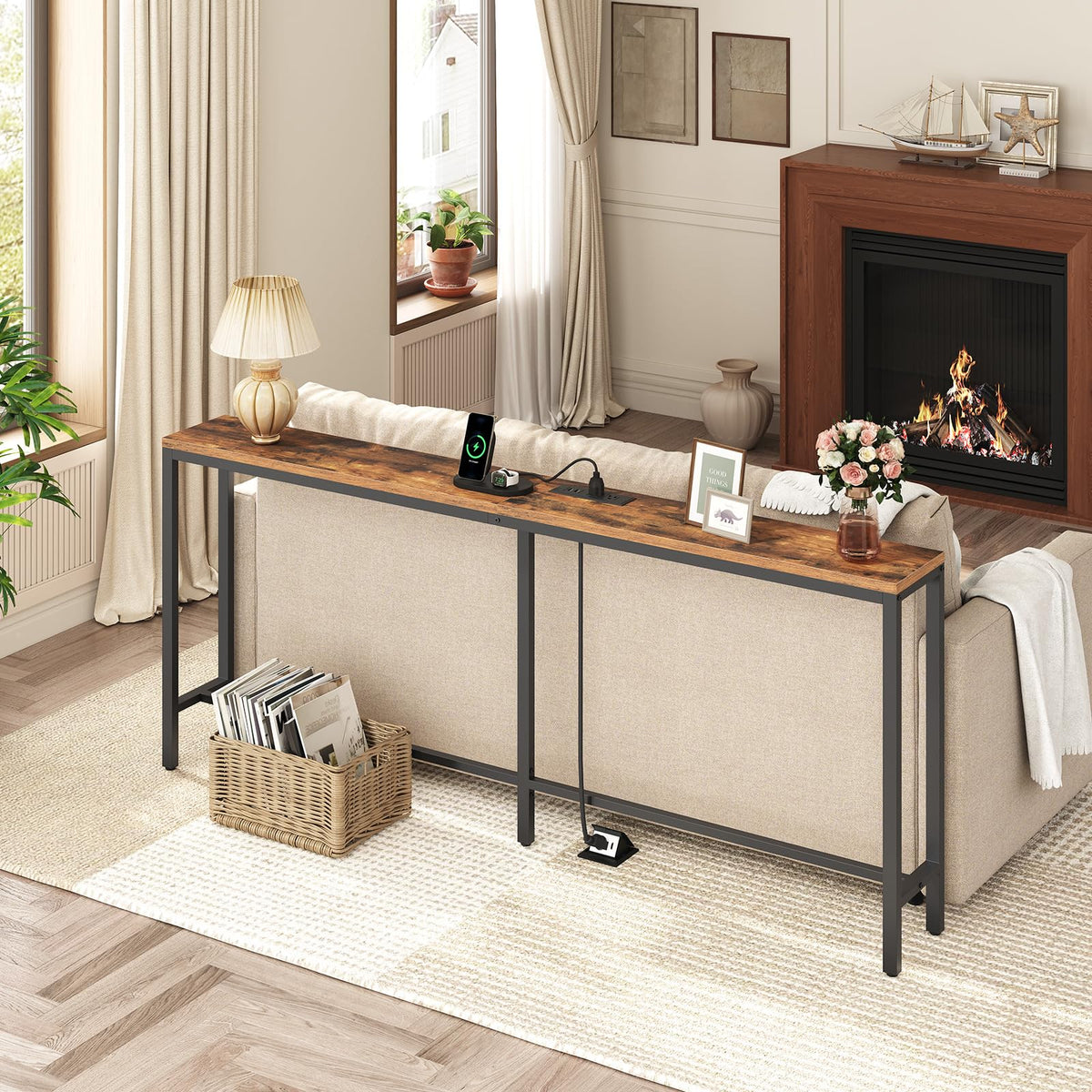 70.9" Narrow Console Table with Power Outlet S2990