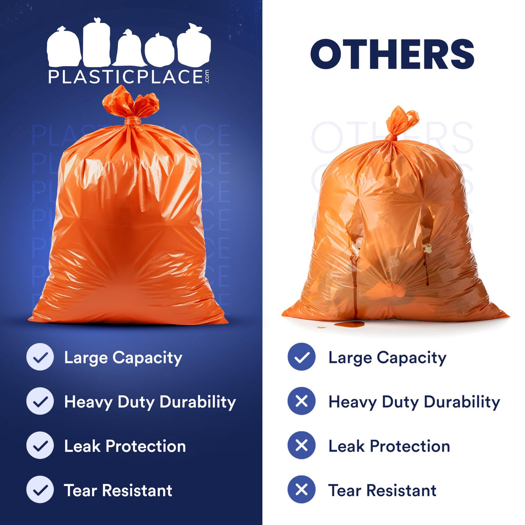 42 Gallon 3.0 Mil Orange Heavy Duty Contractor Trash Bags 50 Count G37998