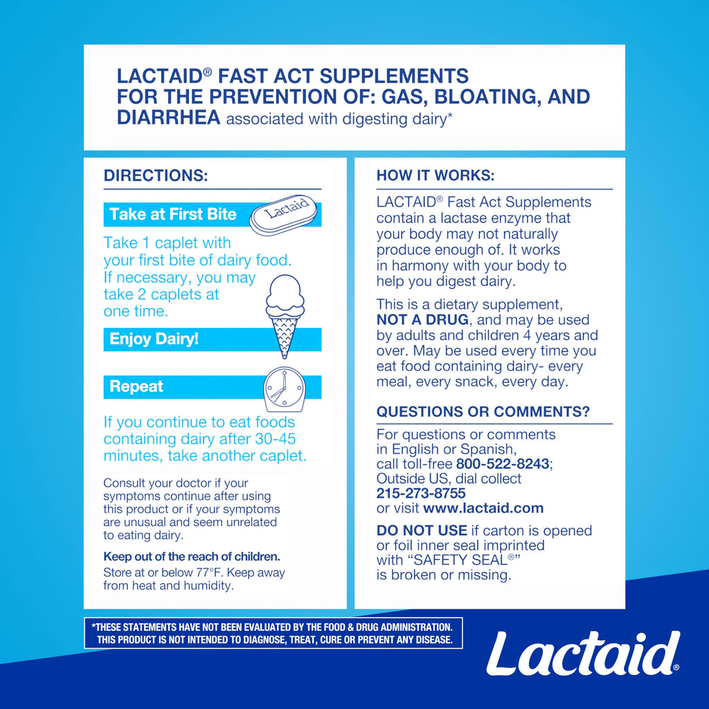 Lactase Enzyme Caplets 96 Ct V460
