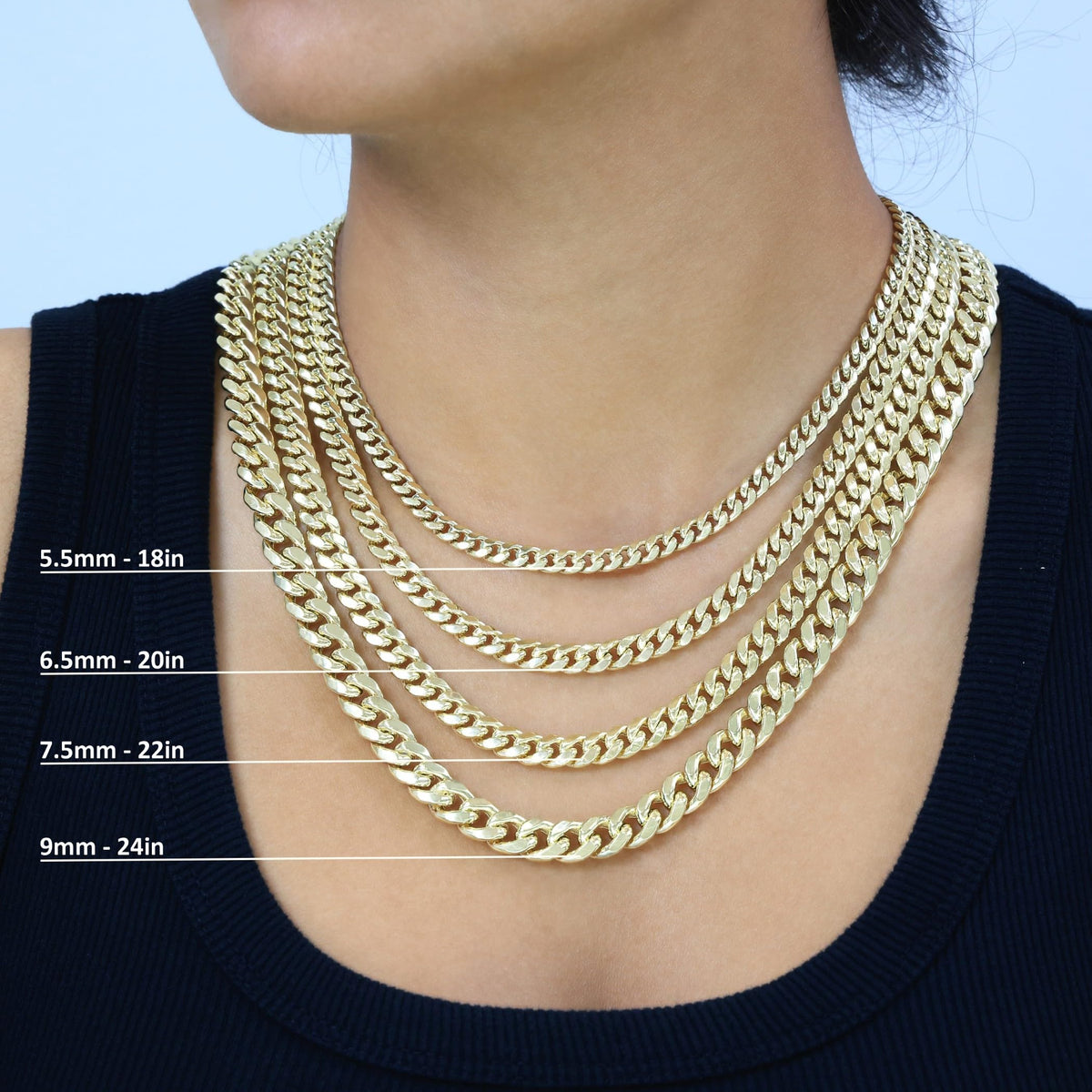 14K Yellow Gold Cuban Link Chain Necklace F92731
