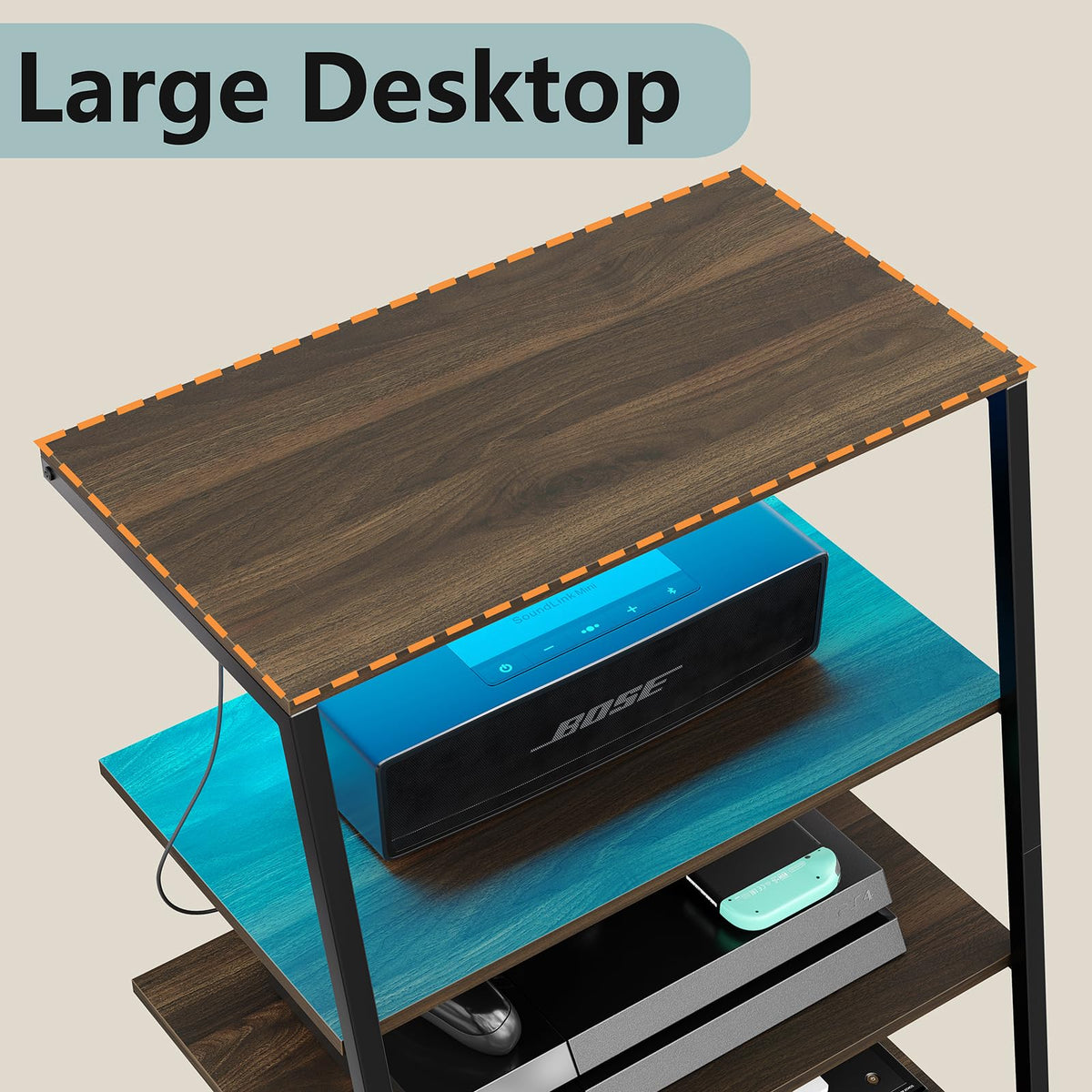 4-Tier Corner AV Media Stand with Charge Station H30412