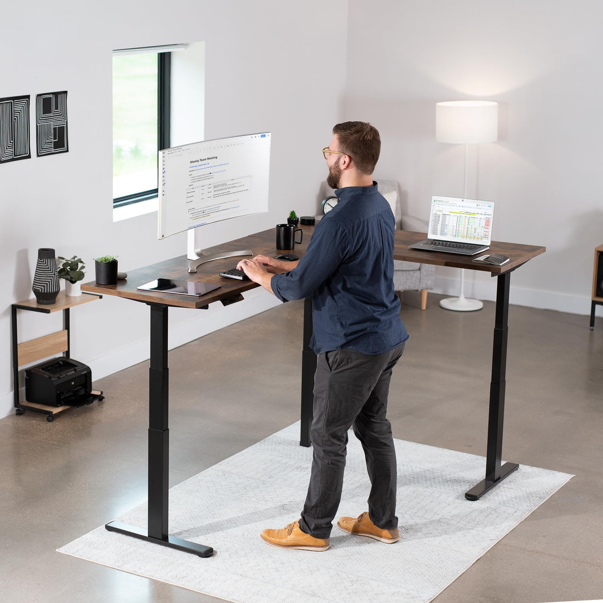 Black Electric Corner 3 Leg Standing Desk Frame K20216