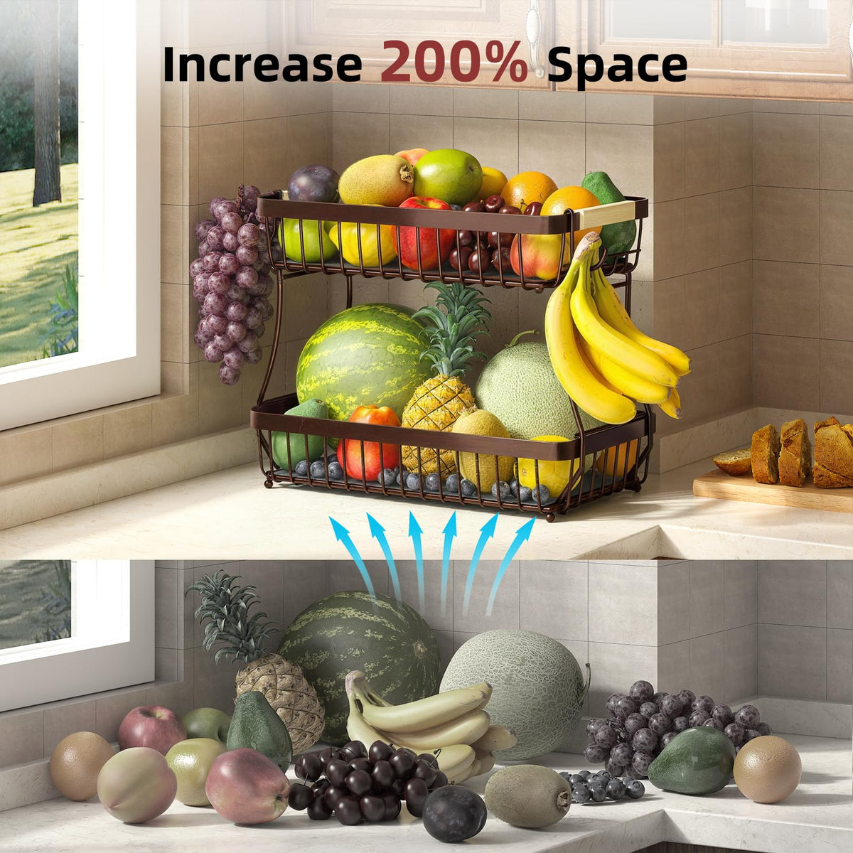 3-Tier Detachable Metal Fruit Basket M704