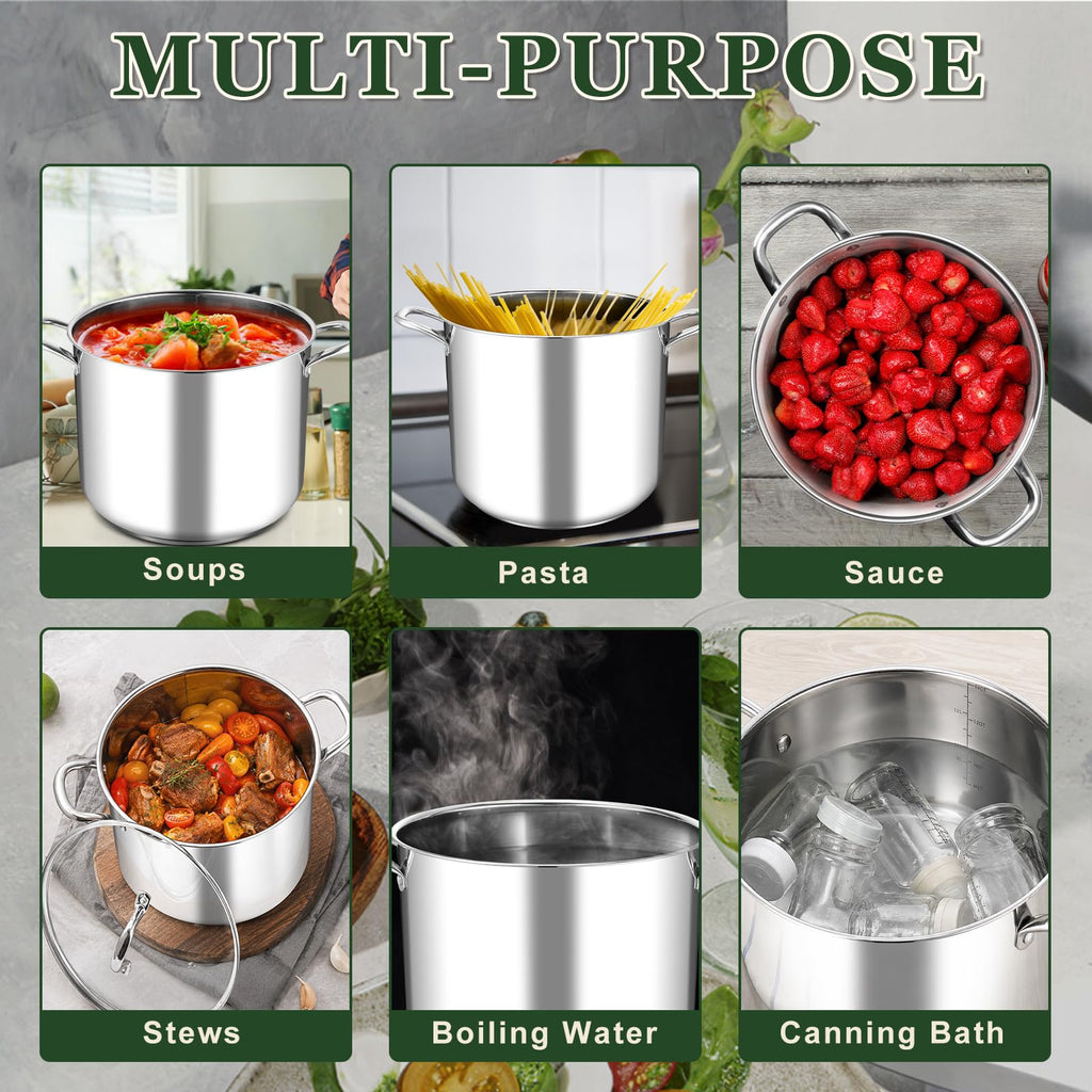 14Qt Stainless Steel Stock Pot with Lid U1200