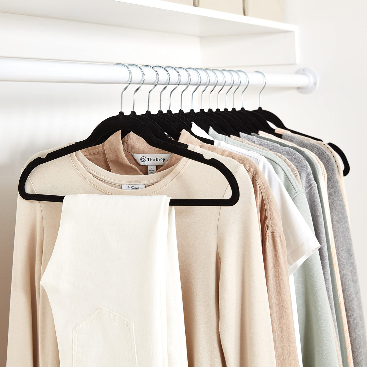 Slim Velvet Non-Slip Suit Hangers, Black, 50-Pack H87877