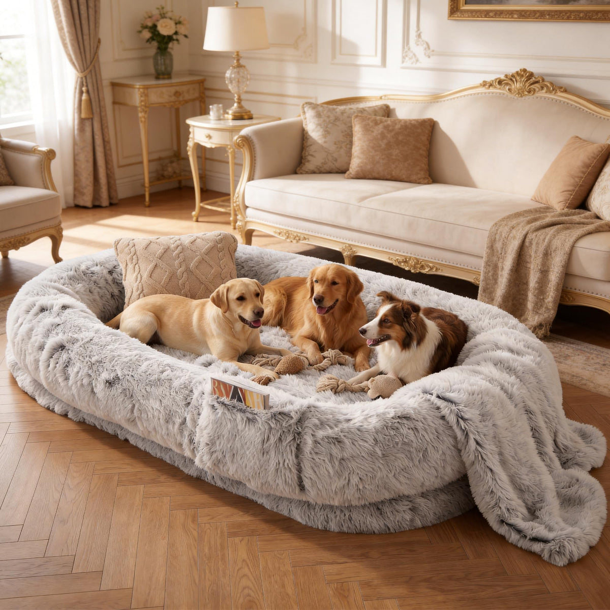 Grey Human Dog Bed 71''x45''x12'' F648