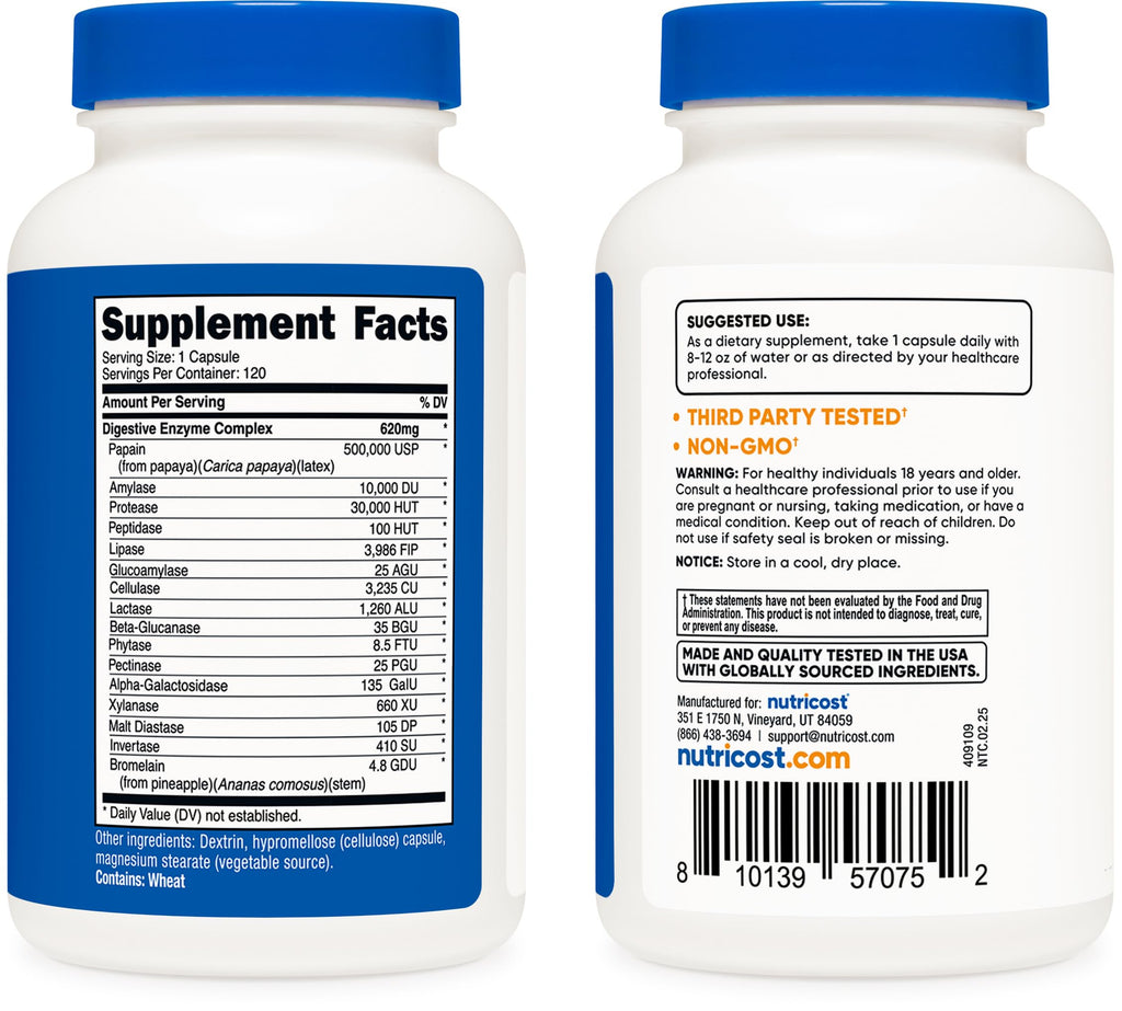 Digestive Enzymes 620mg 120 Capsules Q302057
