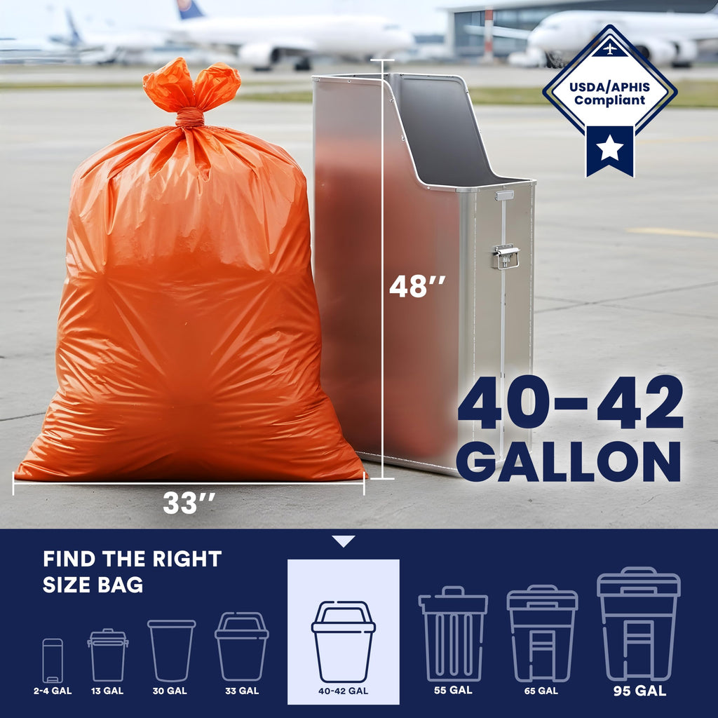 42 Gallon 3.0 Mil Orange Heavy Duty Contractor Trash Bags 50 Count G37998