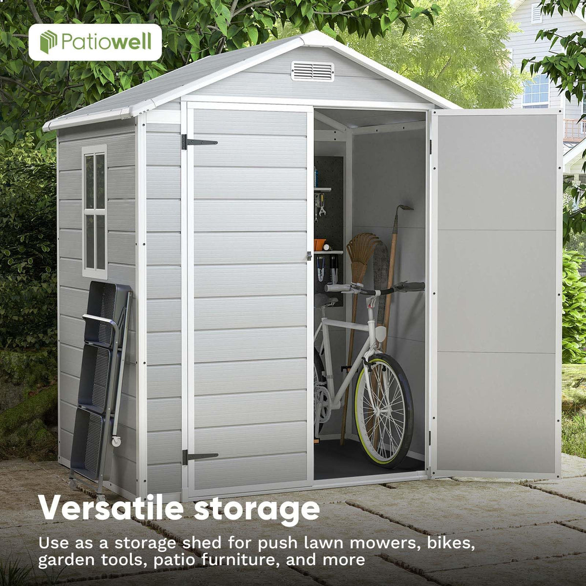 6x4 FT Resin Outdoor Storage Shed with Floor I1120