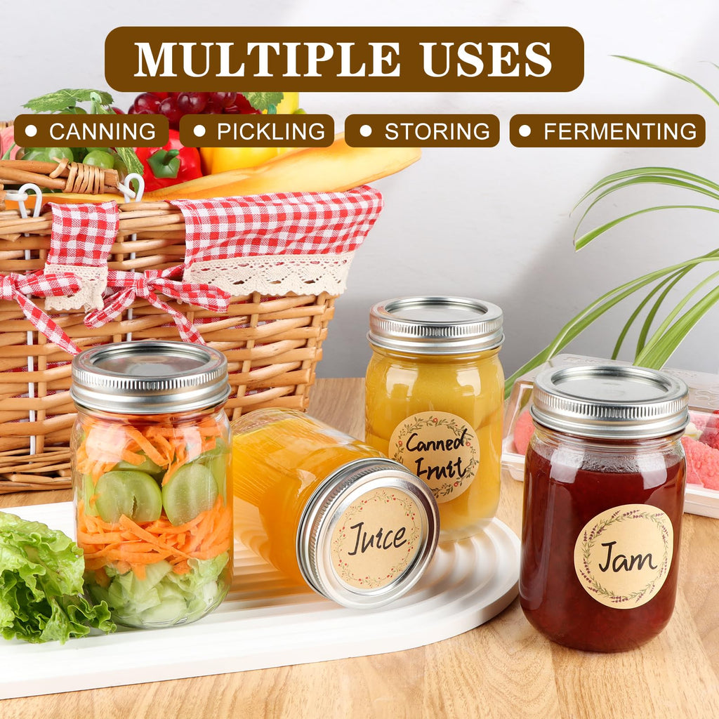 20 Pack 12 oz Mason Jars with Lids and Bands D7792