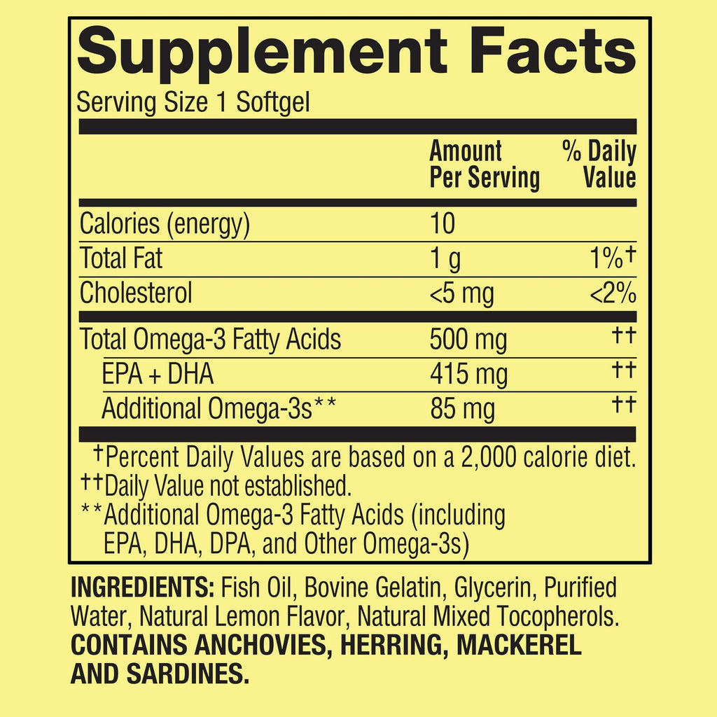 Omega 3 500mg Fish Oil Softgels 60 Count O870