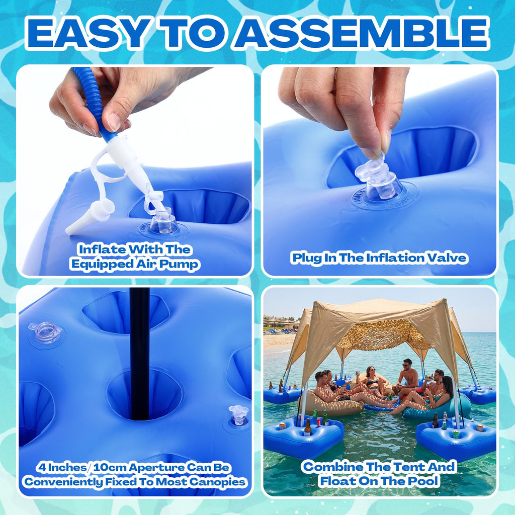5 Pcs Water Canopy Float Kit with Cup Holders and Hand Air Pump L4277