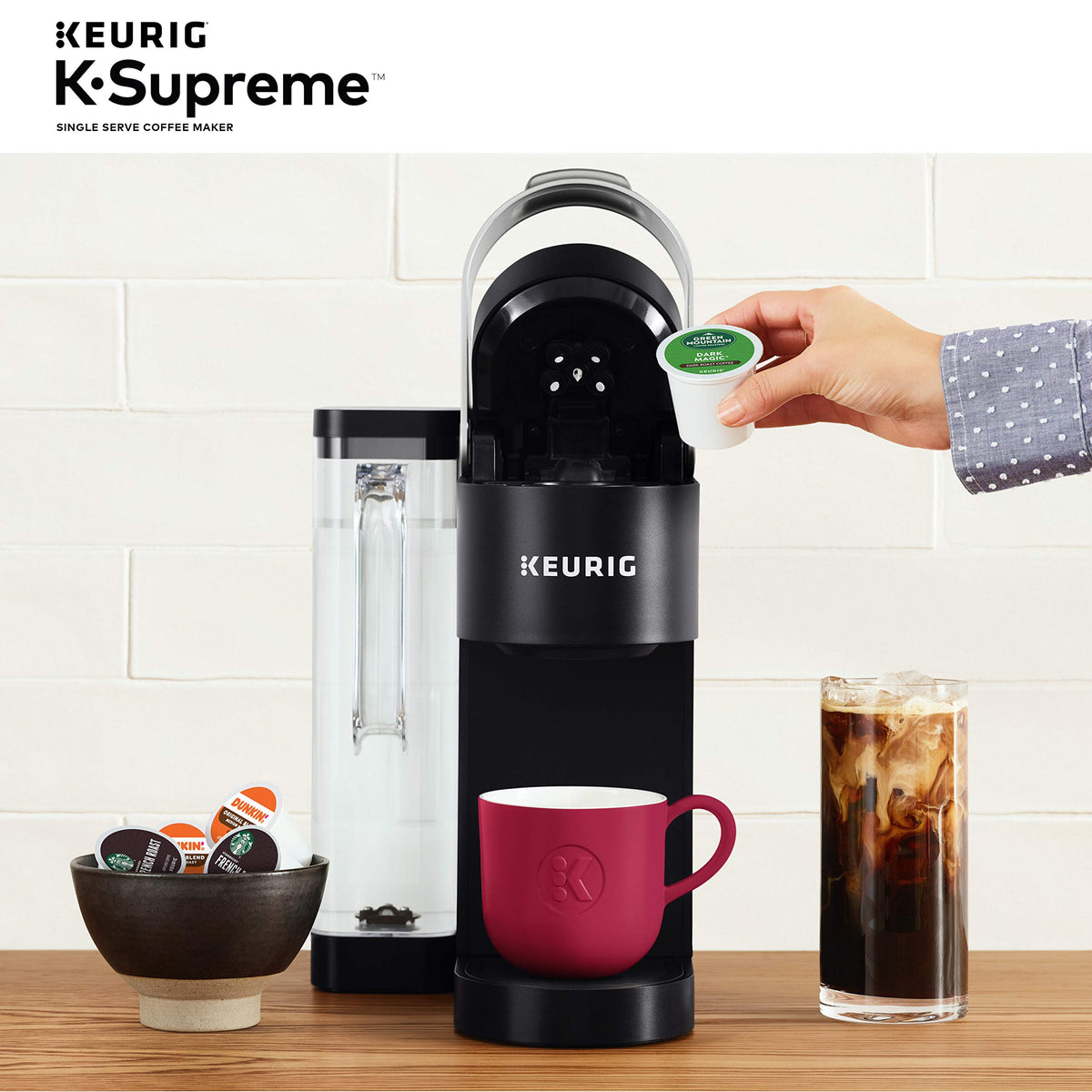Single Serve K-Cup Pod Coffee Maker, 4 Brew Sizes, Black O22602