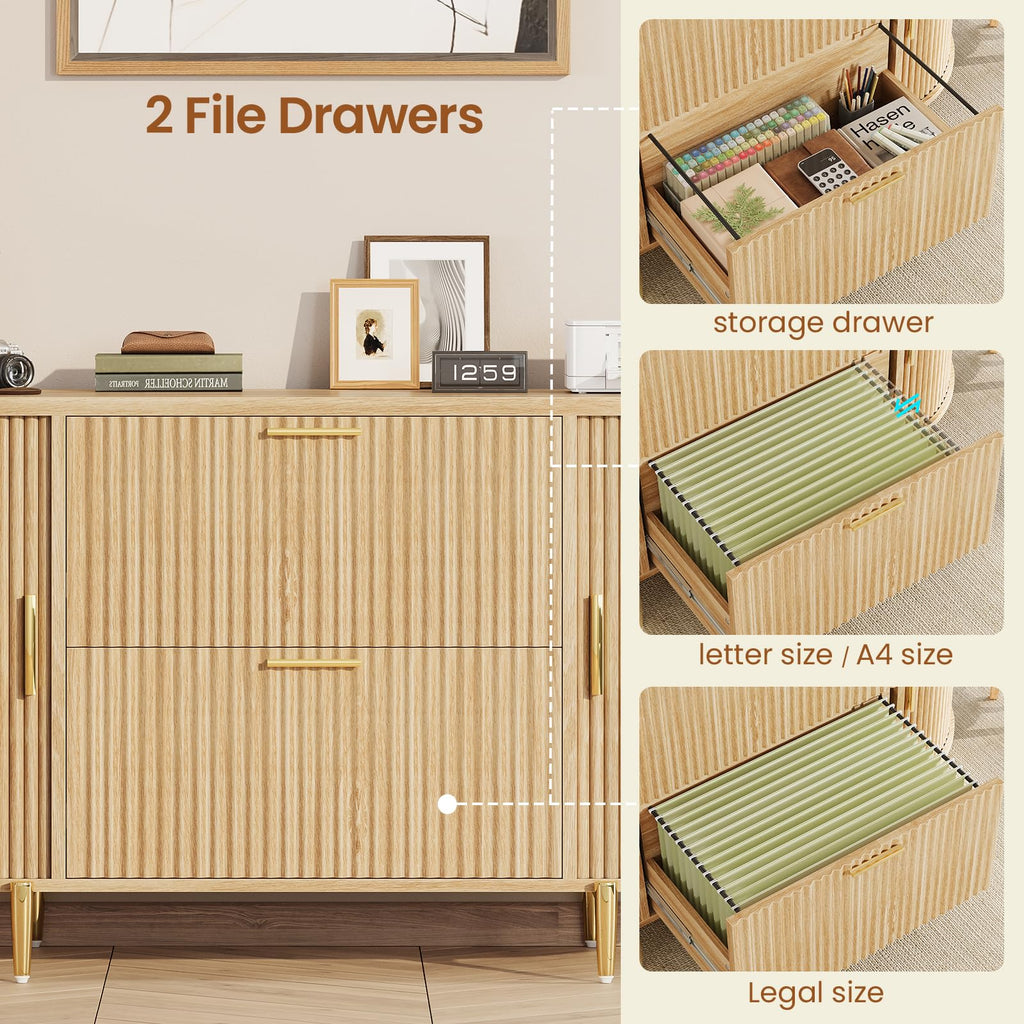 2 Drawer File Cabinet with 2 Sliding Door A56337
