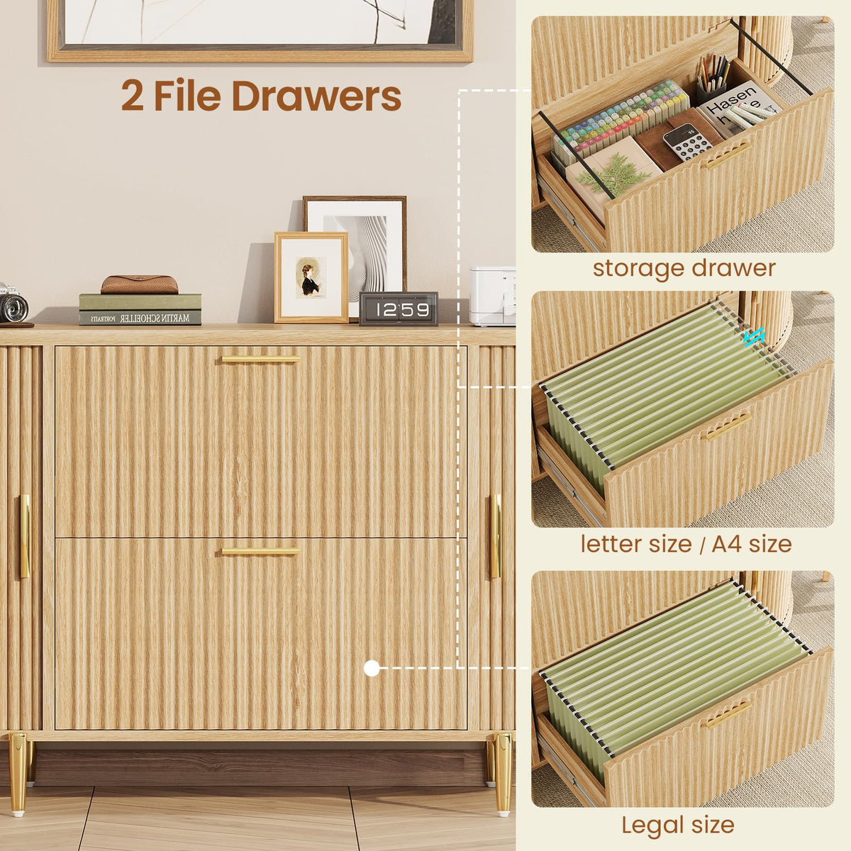 2 Drawer File Cabinet with 2 Sliding Door A56337
