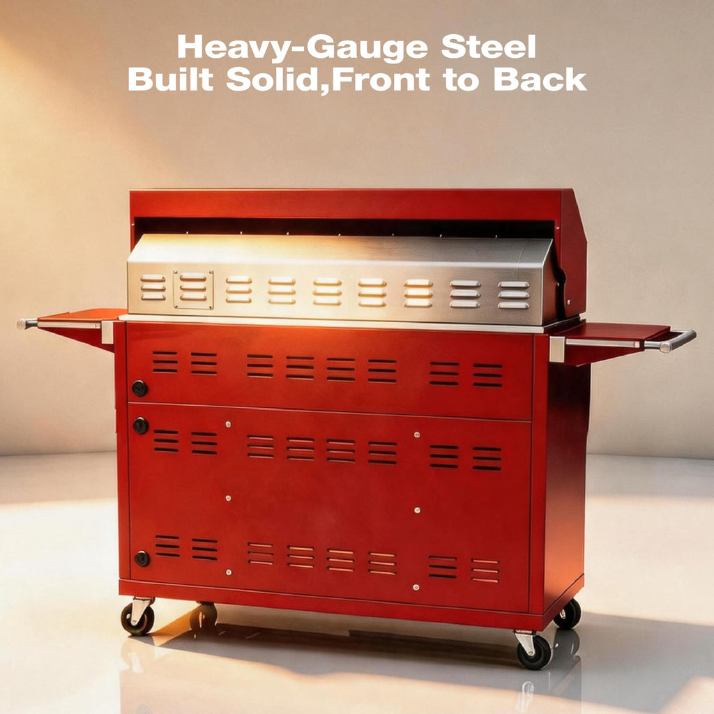 49" 5-Burner Red Propane Gas BBQ Grill J328837