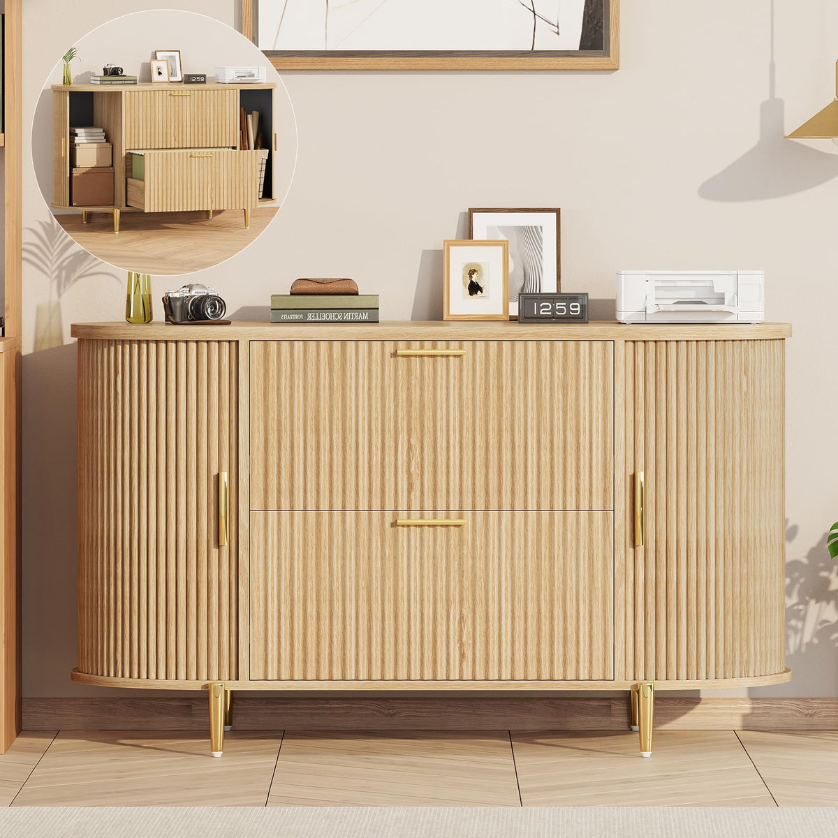 2 Drawer File Cabinet with 2 Sliding Door A56337