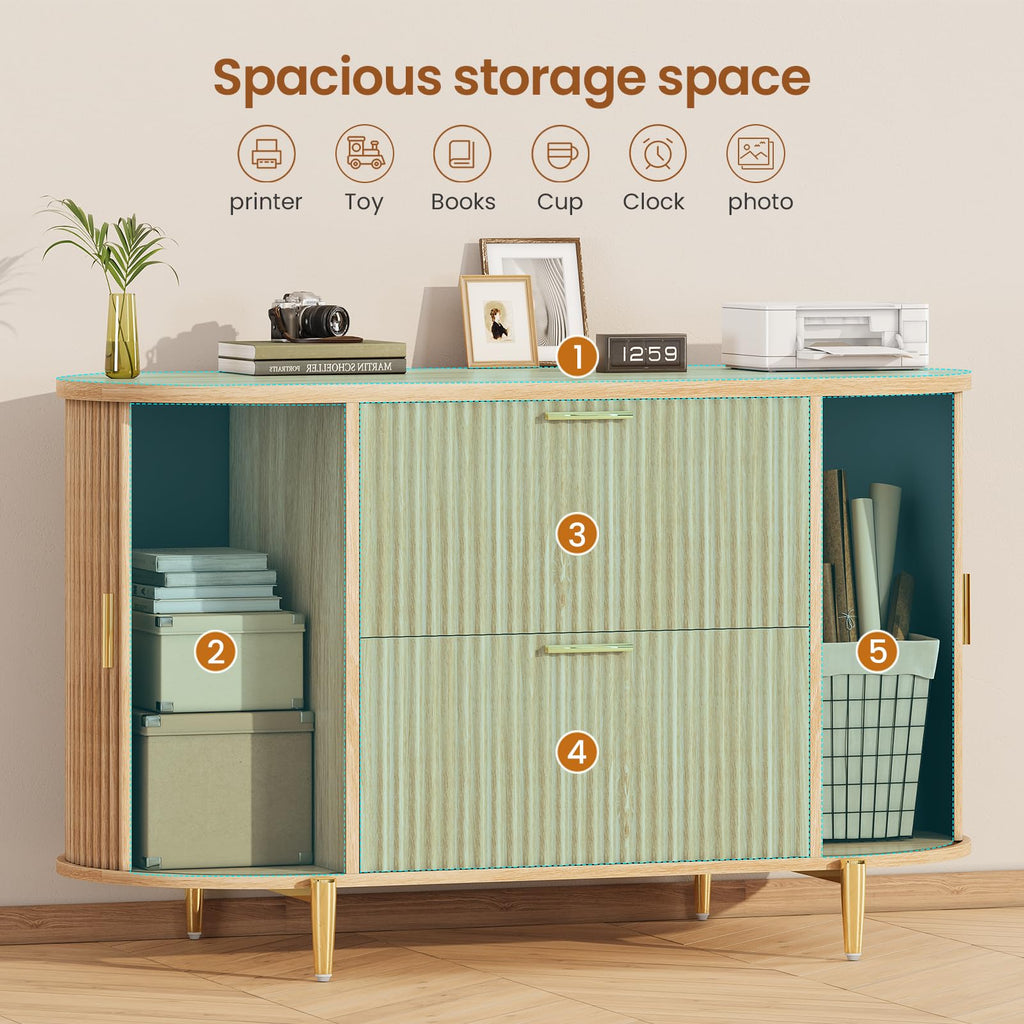 2 Drawer File Cabinet with 2 Sliding Door A56337