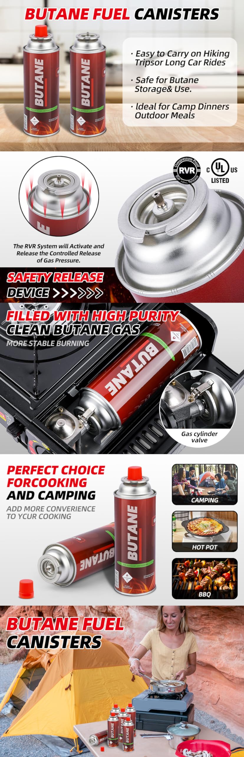 8oz Butane Fuel Canisters Pack of 4 G504