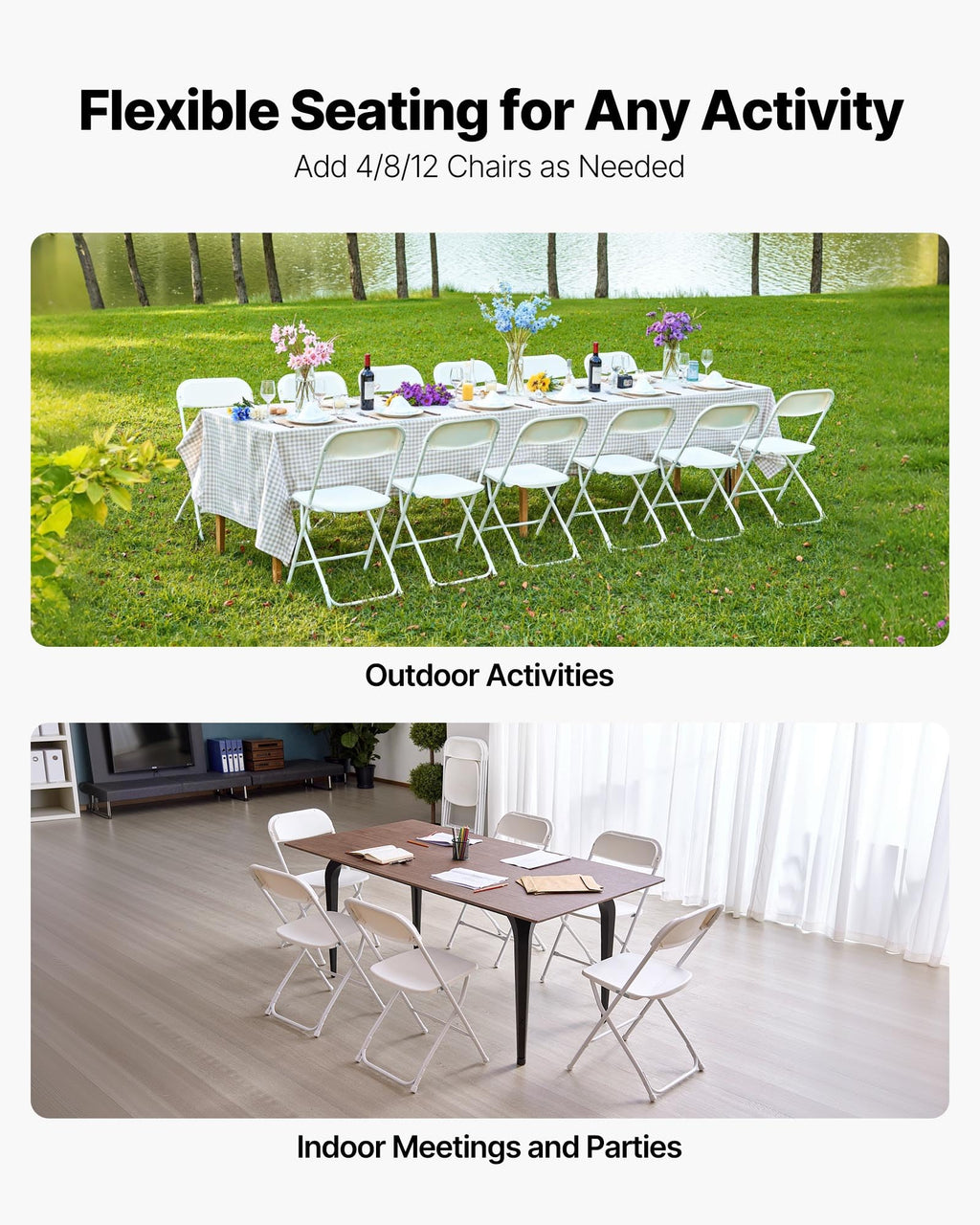 4 Pack Folding Plastic Chairs with Metal Frame I49213